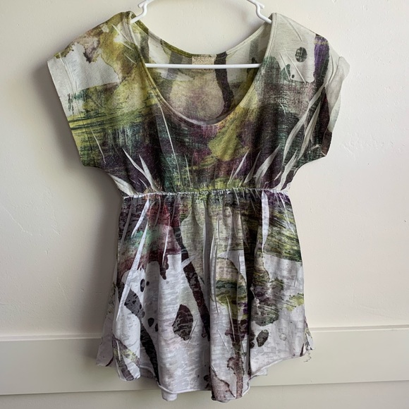 Daytrip Tops - Daytrip Multicolor Abstract Scoop Neck Short Sleeve Shirt